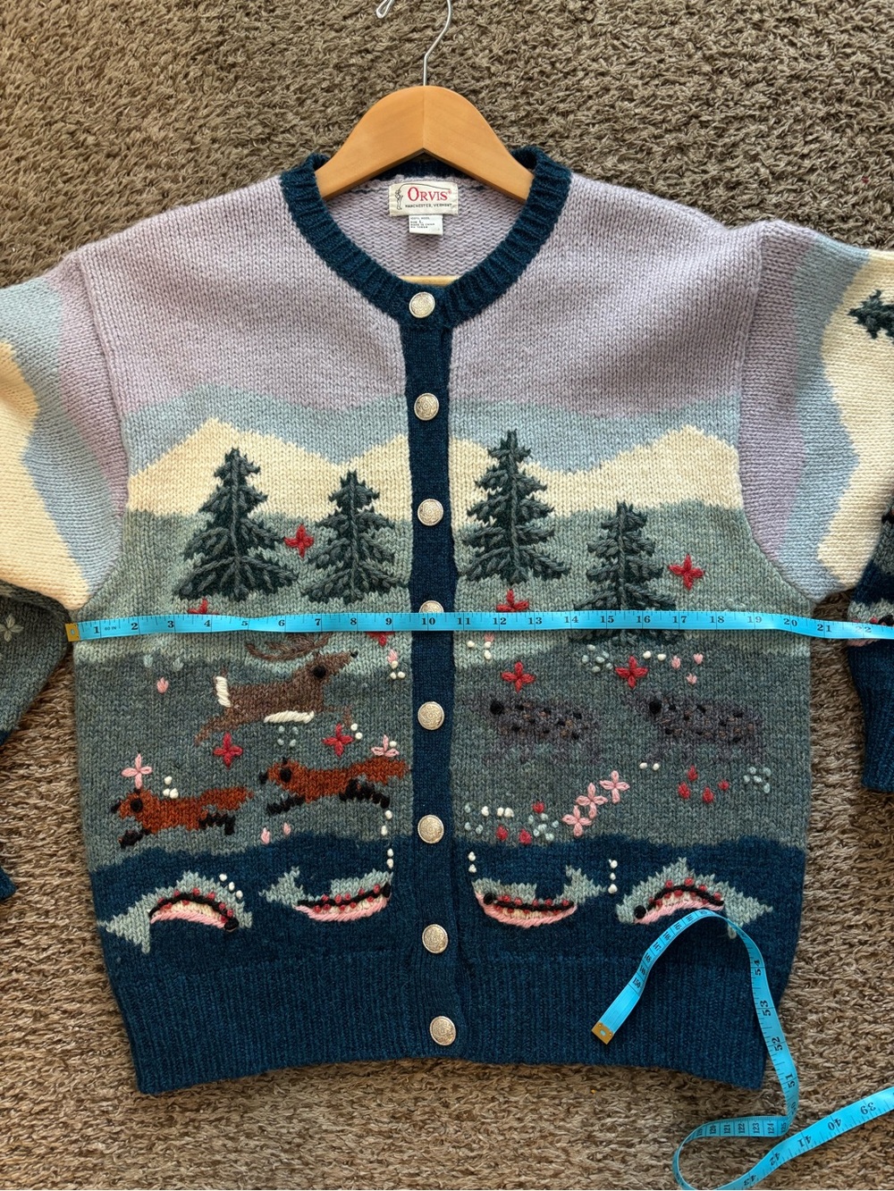 Orvis Woodland Trout Wool Sweater Cardigan - Picture 5 of 6